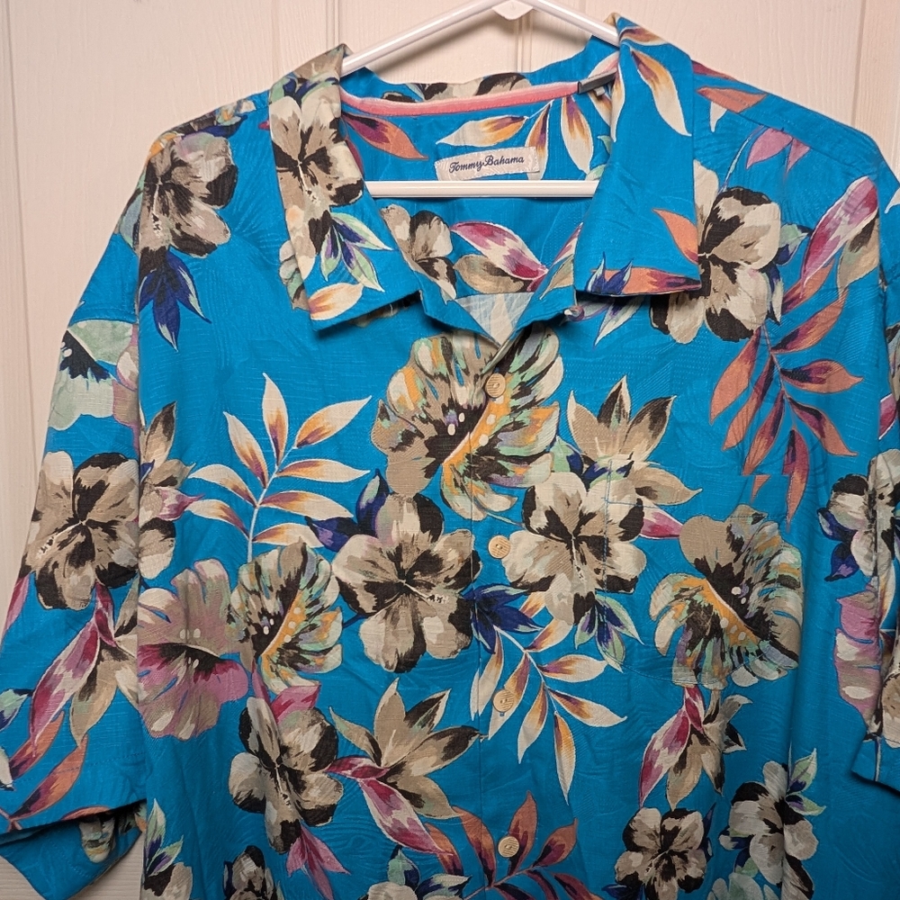 Tommy Bahama Island Zone Jetties Beach Blooms Silk Blend Camp Shirt Men’s 2XLB